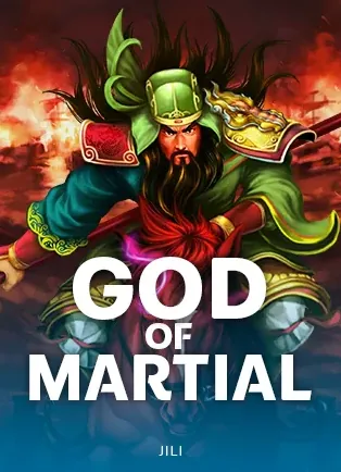 ปกเกมสล็อต God of Martial ค่าย Jili แม่ทัพจีนโบราณถือดาบ ในหน้าแรก