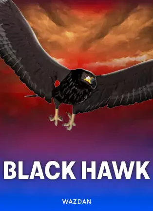 ปกเกมสล็อต Black Hawk ค่าย Wazdan เหยี่ยวดำกางปีกเหนือพื้นสีน้ำเงิน ในหน้านี้